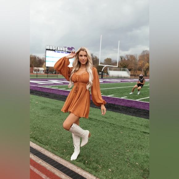 The Post Ali Romper Dress in Copper / Rust Orange Color in Size S - Picture 4 of 8